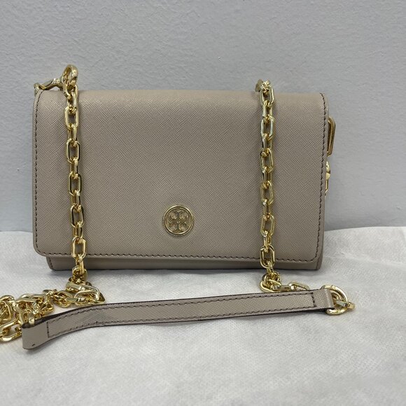 Tory Burch Robinson Chain Wallet, Grey - Preowned - Picture 1 of 13